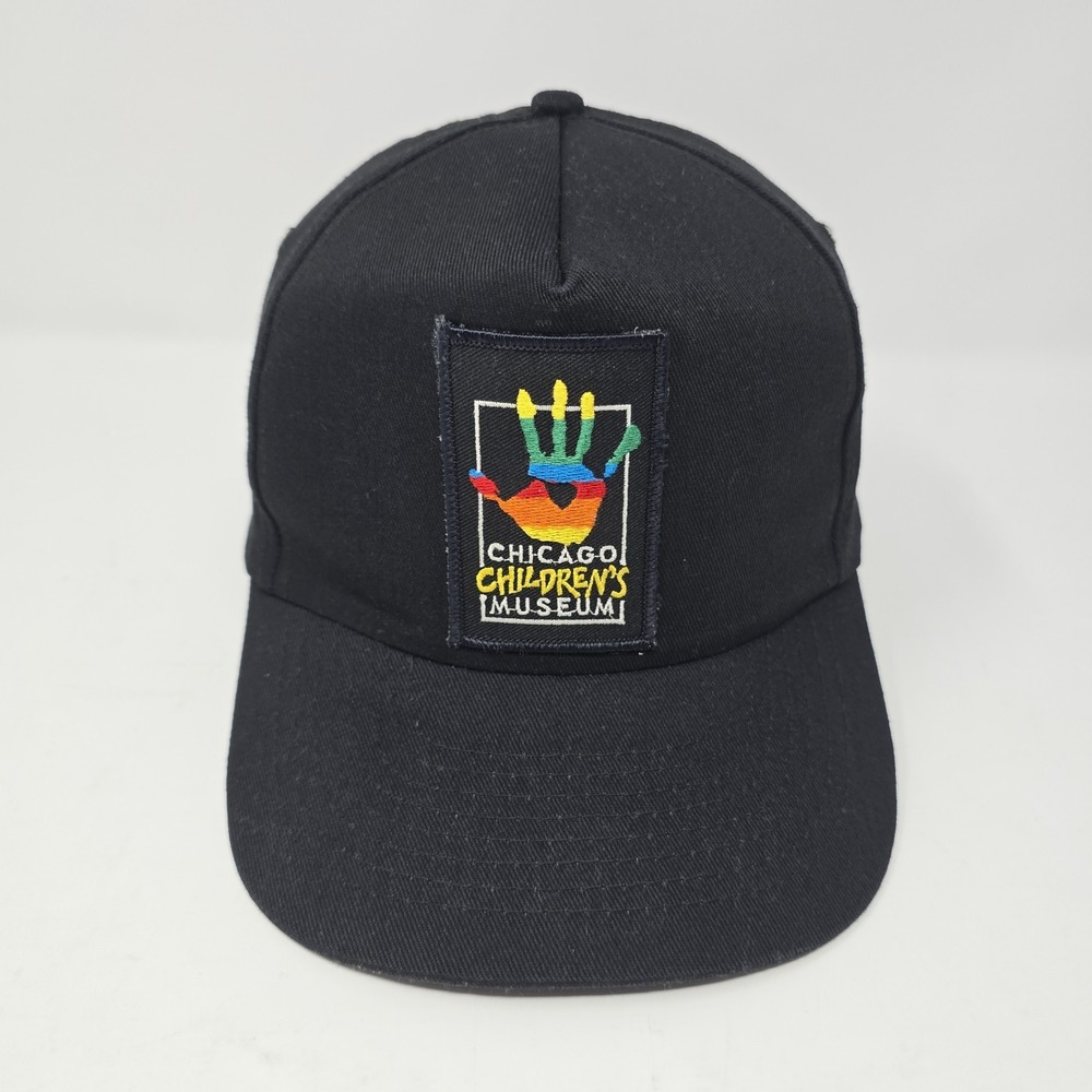 Vintage Chicago Childrens Museum Hat KC Caps Black Snapback Rainbow Hand Logo